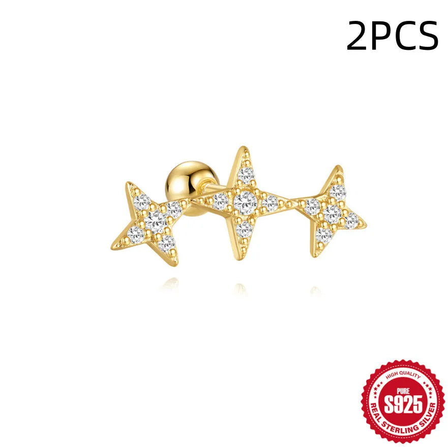 S925 sterling silver red square gravel stud earrings with floral design in gold electroplated finish