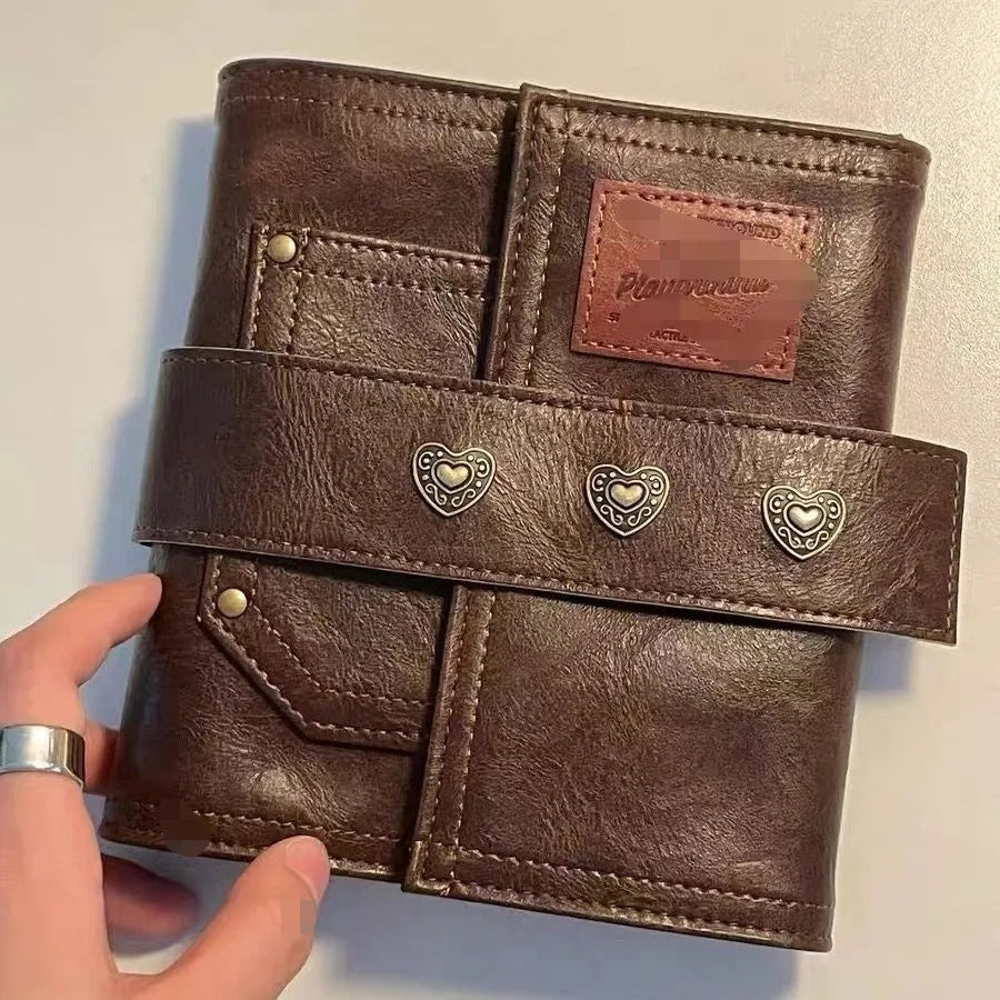 A7 brown retro notebook with leather-style buckle and loose-leaf binding