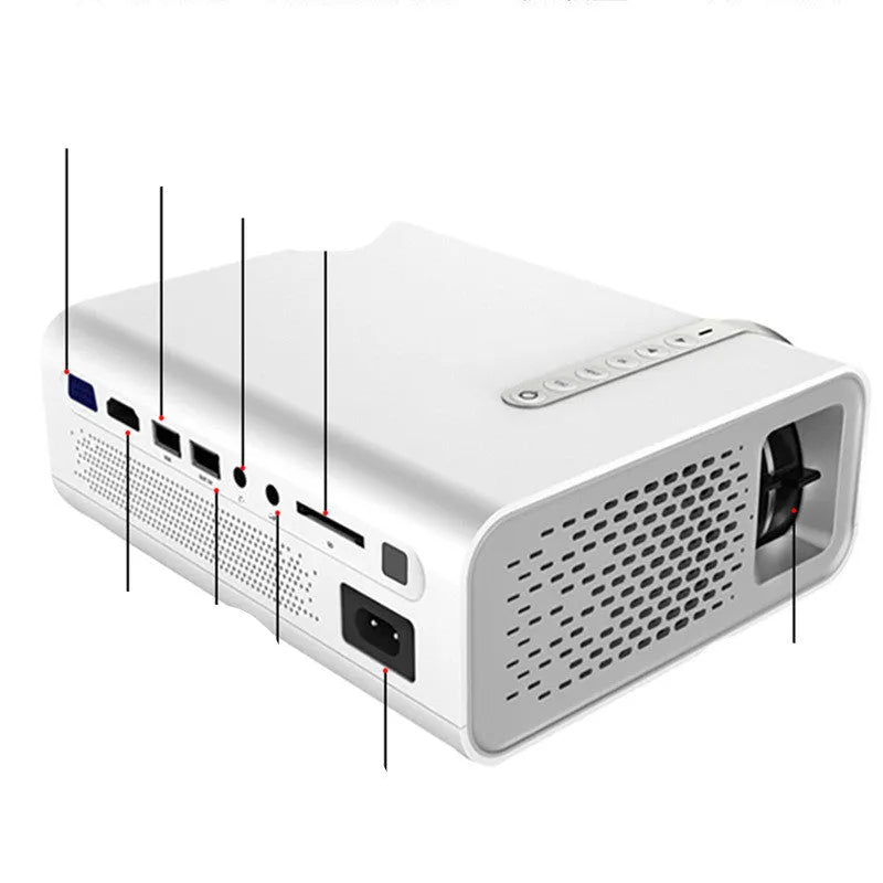 YG530 mini mobile phone projector in black or white with wireless same-screen projection capability