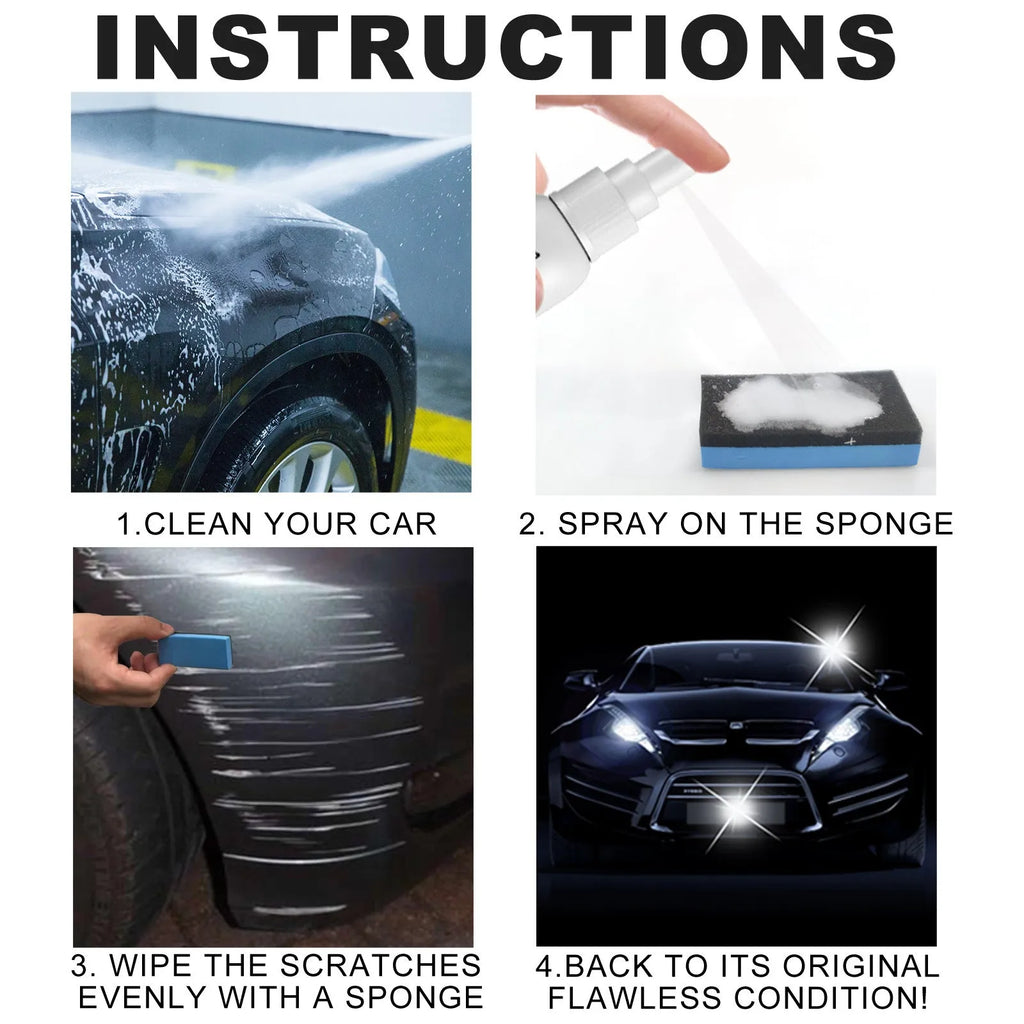 Car scratch repair spray can in various sizes: 30ml, 50ml, and 100ml.