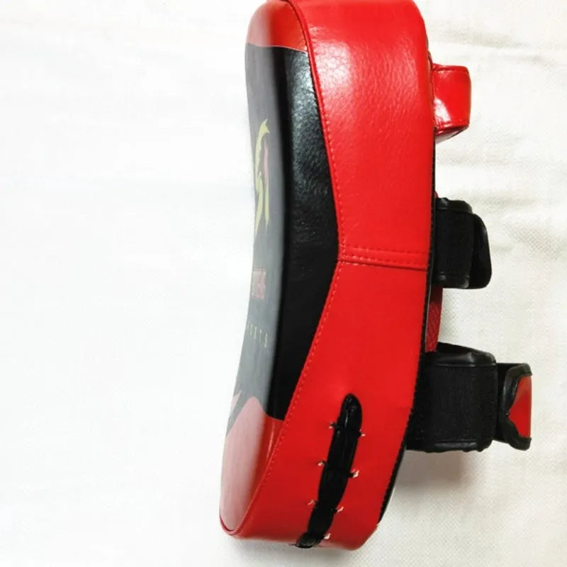 Black and red PU leather hand-held square martial arts foot target with strap