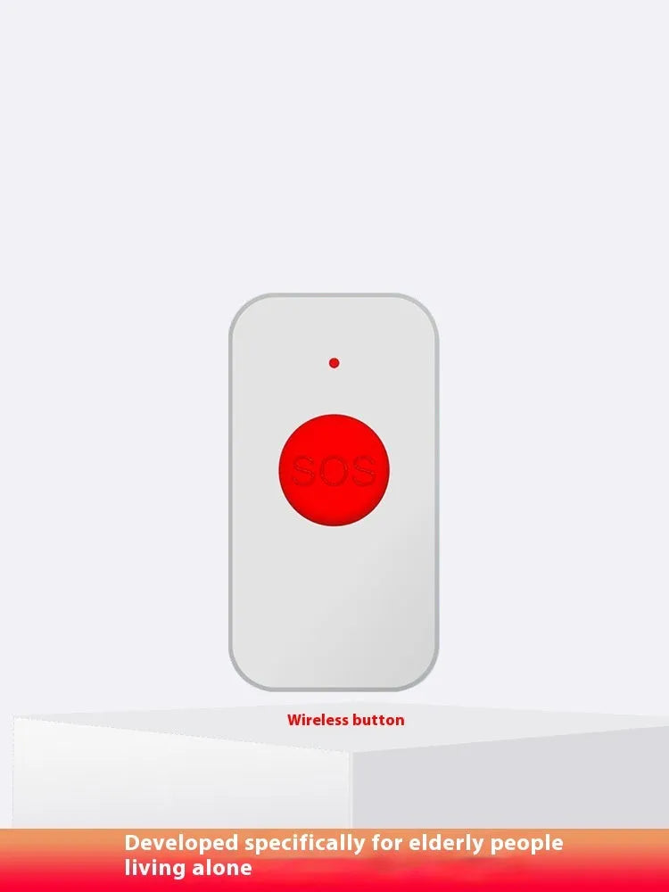 White wireless emergency alert system with buzzer and three emergency buttons for elderly safety