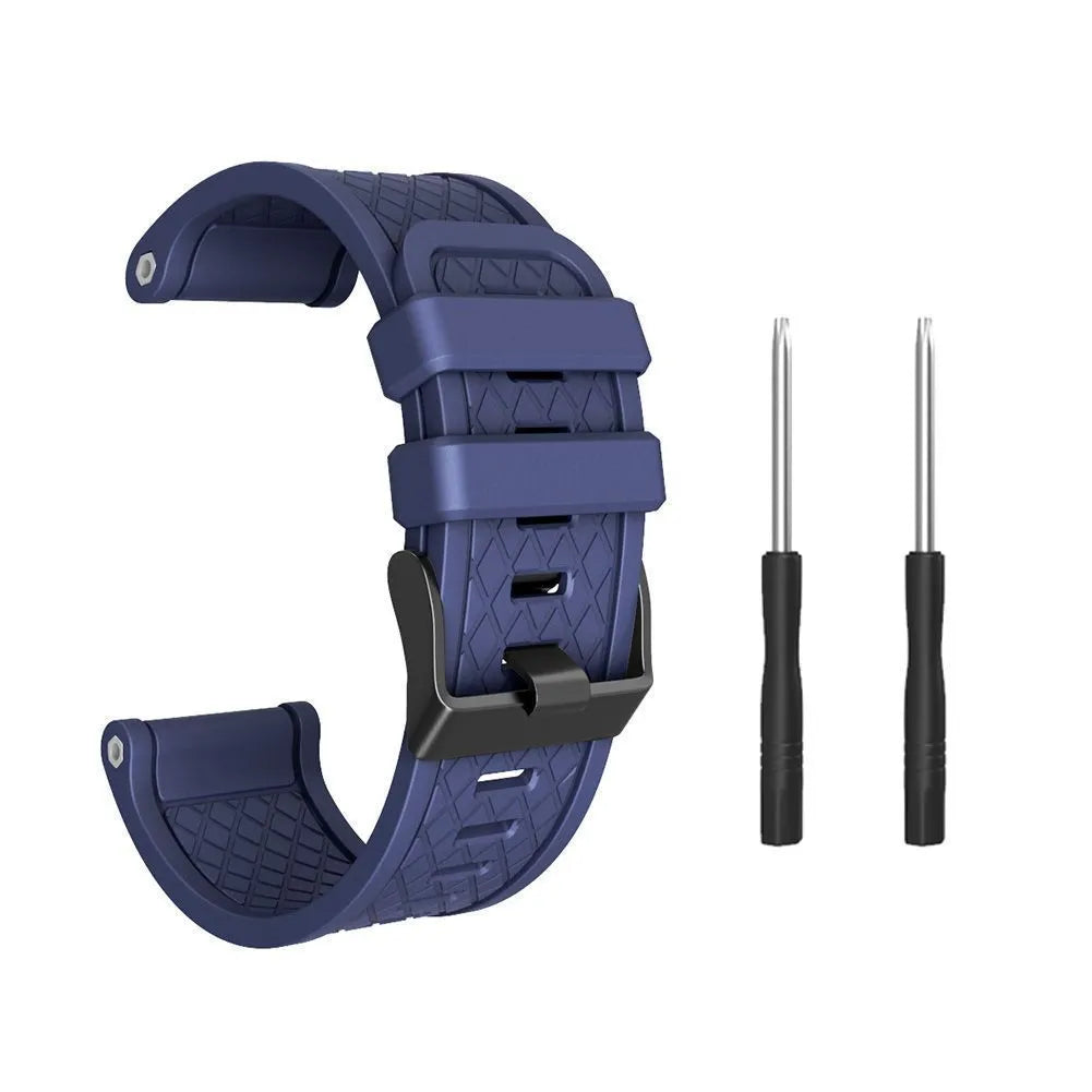 Black silicone watch strap with stainless steel watch-button connection for Jiaming 26mm watches
