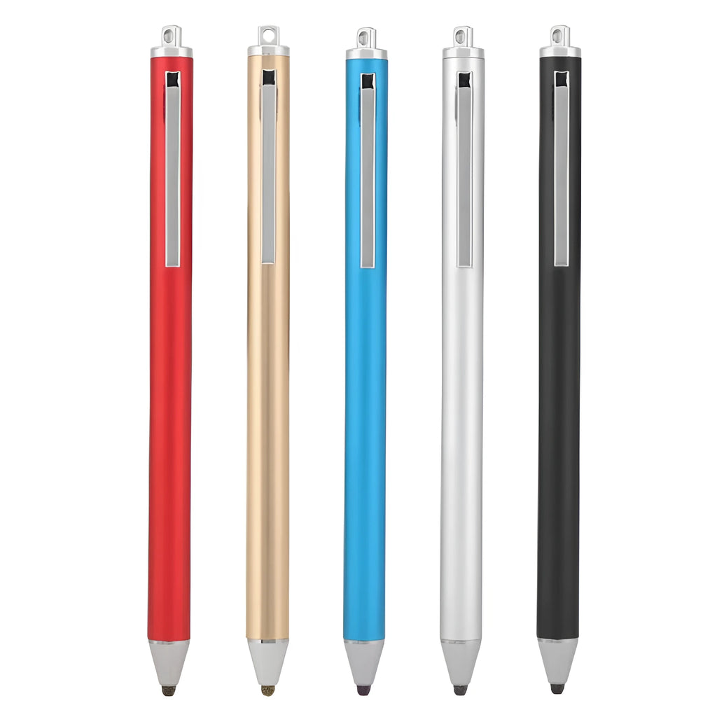 Metal-shell active stylus with fine tip for phone and tablet touchscreens.