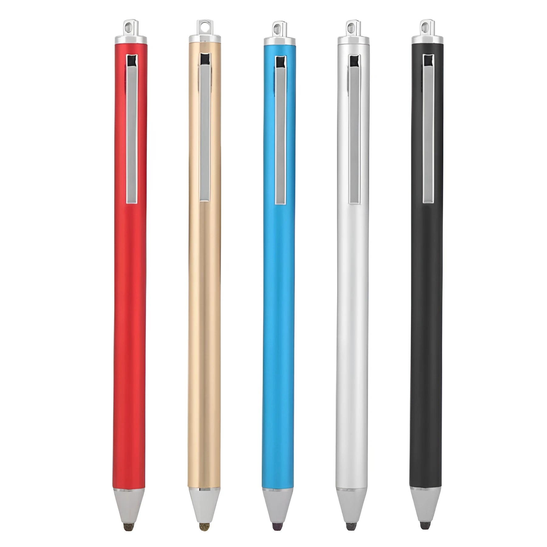 Metal-shell active stylus with fine tip for phone and tablet touchscreens.