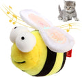 Yellow bee-shaped electronic cat toy with motion-activated squeaking sound