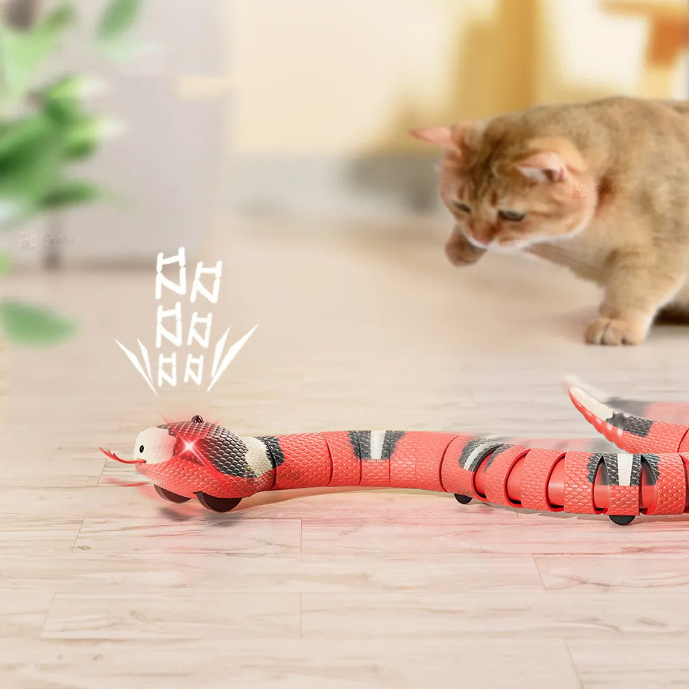 Plastic 40cm interactive electric induction snake toy with motion sensor in realistic snake colour