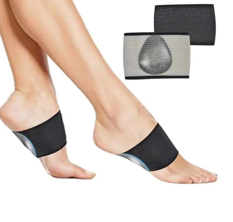 Elastic flat foot arch support bandage in heart and ordinary styles.