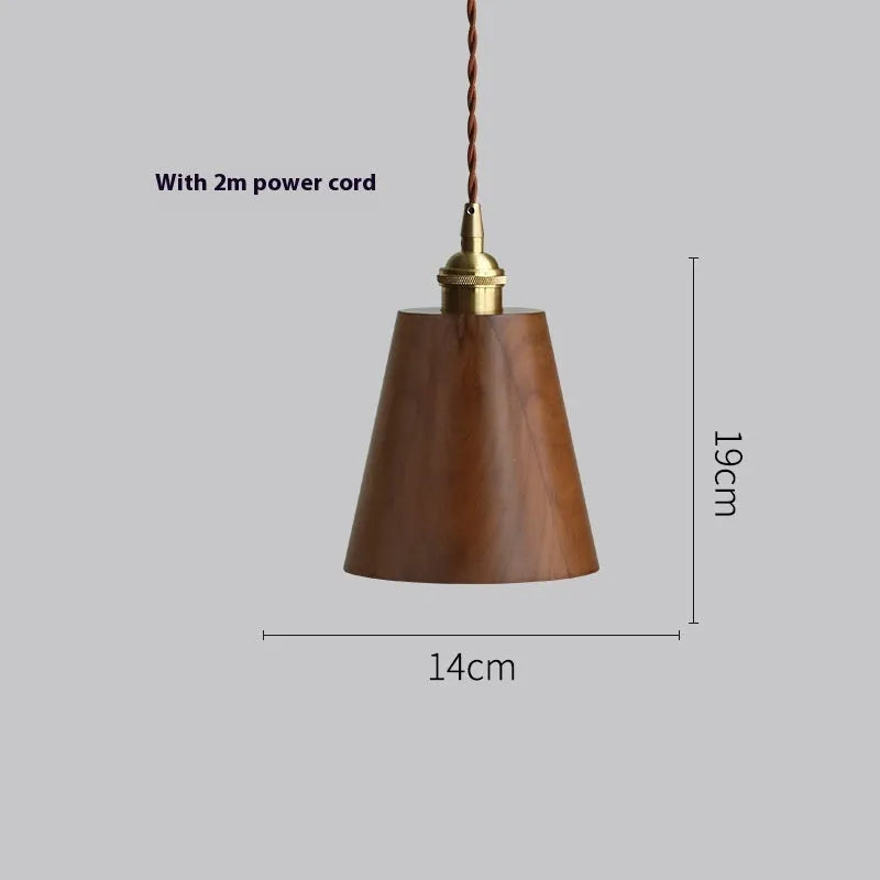 Black walnut and copper wood art single-head droplight chandelier for commercial lighting