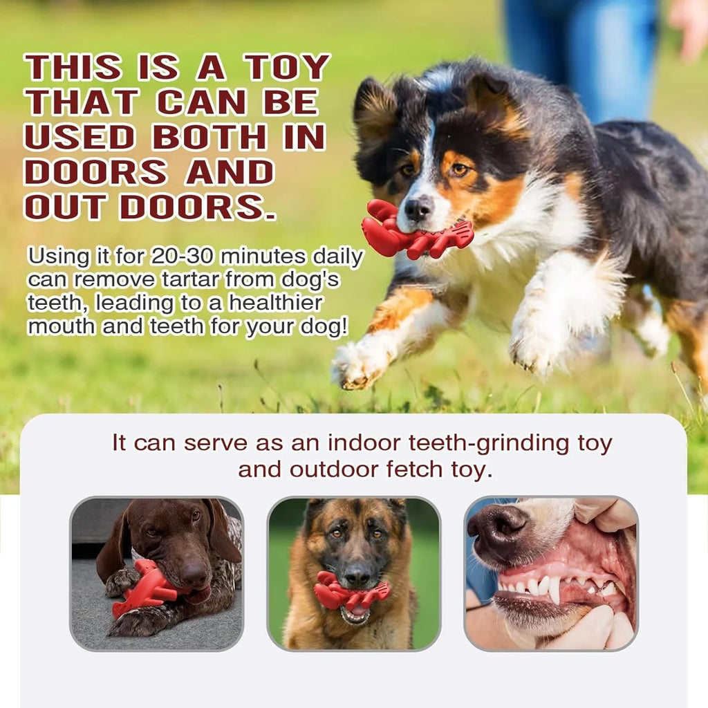 Red hard material dog chew toy for large aggressive chewers measuring 170×132×57 mm