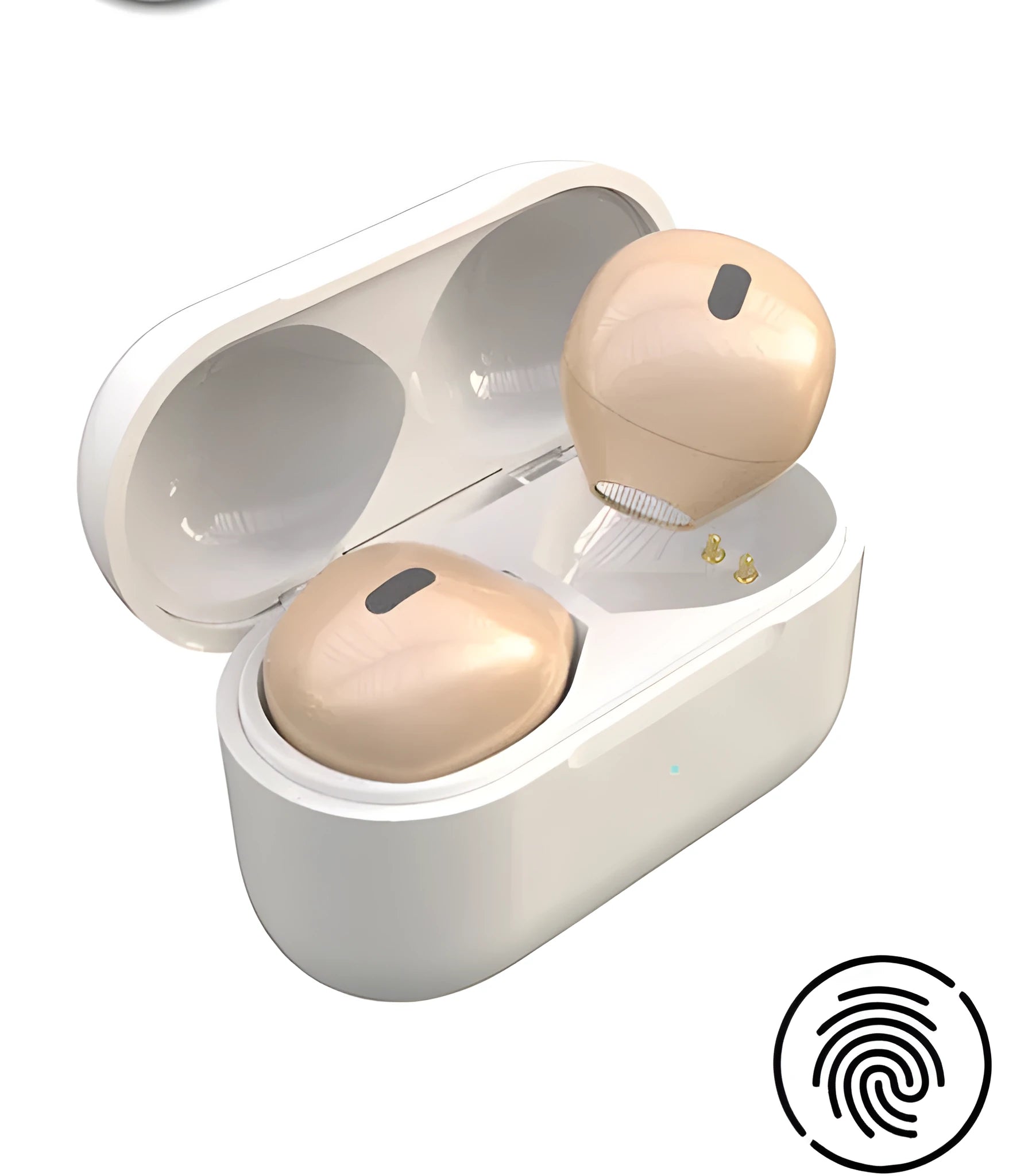 Invisible 9mm mini in-ear wireless Bluetooth earpiece in skin tone, white, or pink colour options.