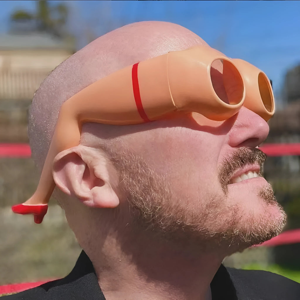 Orange personality leg hip sunglasses with plastic frames for sun protection