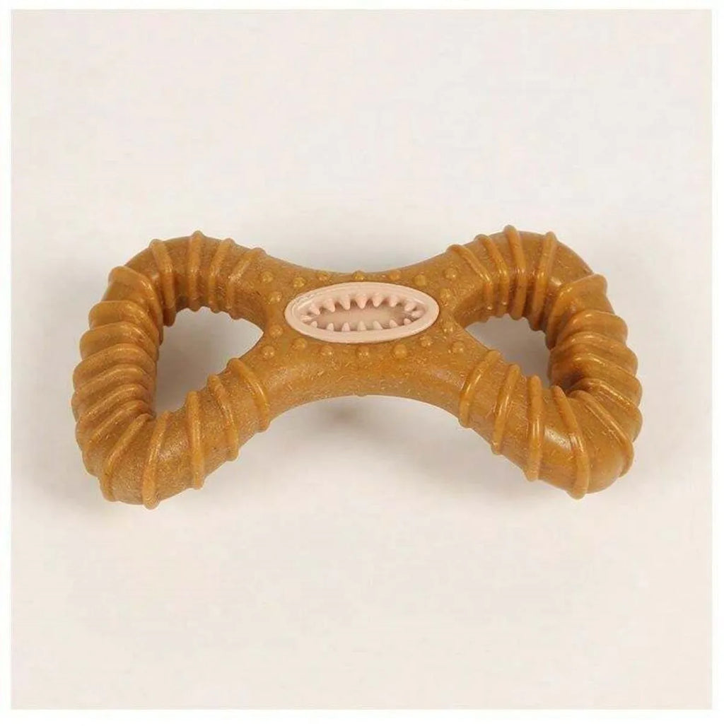 Natural rubber dog chew bone toy in Y-shape and 8-shape designs for teeth cleaning