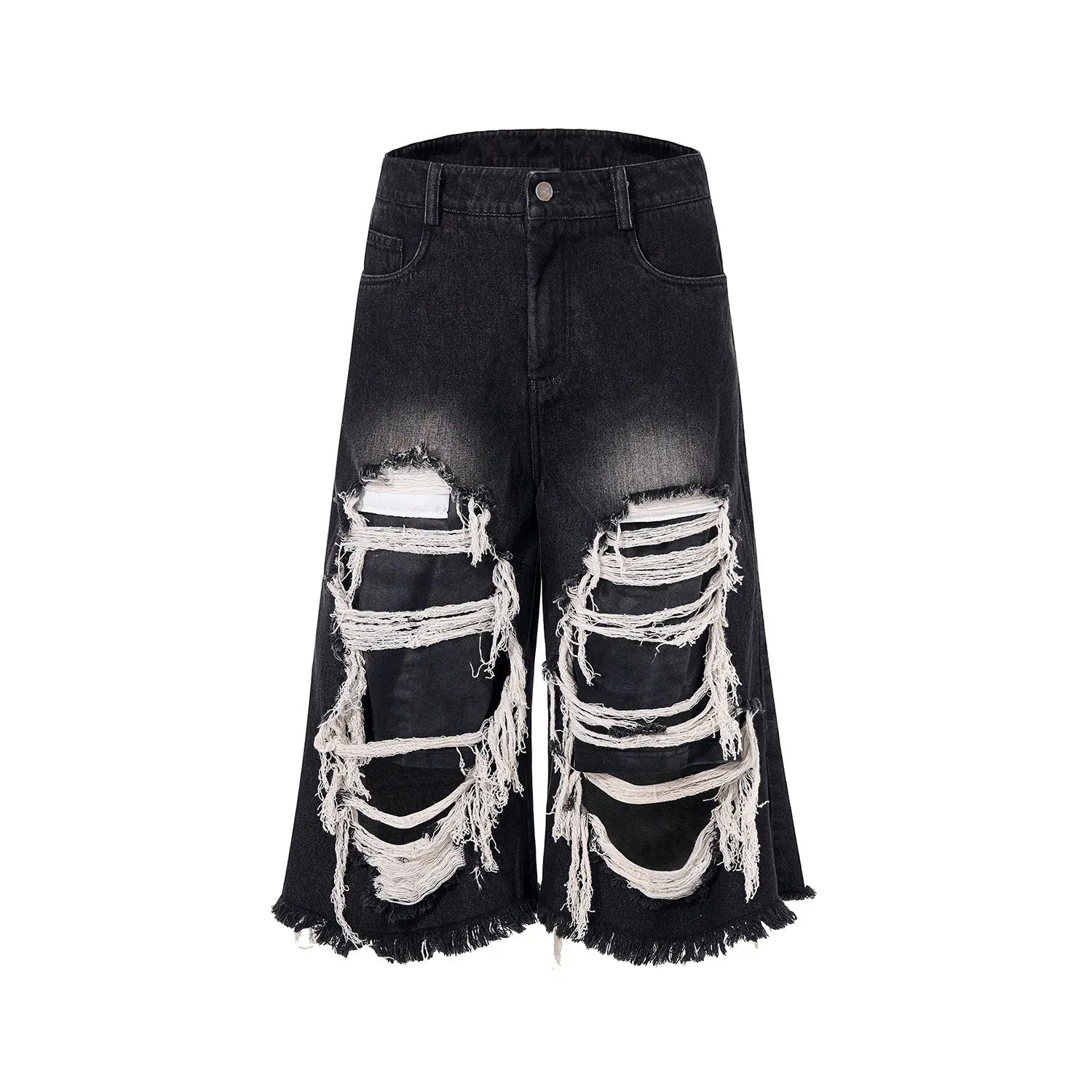 Black women's cropped wide-leg denim jeans with a mid-high waist on a hanger.