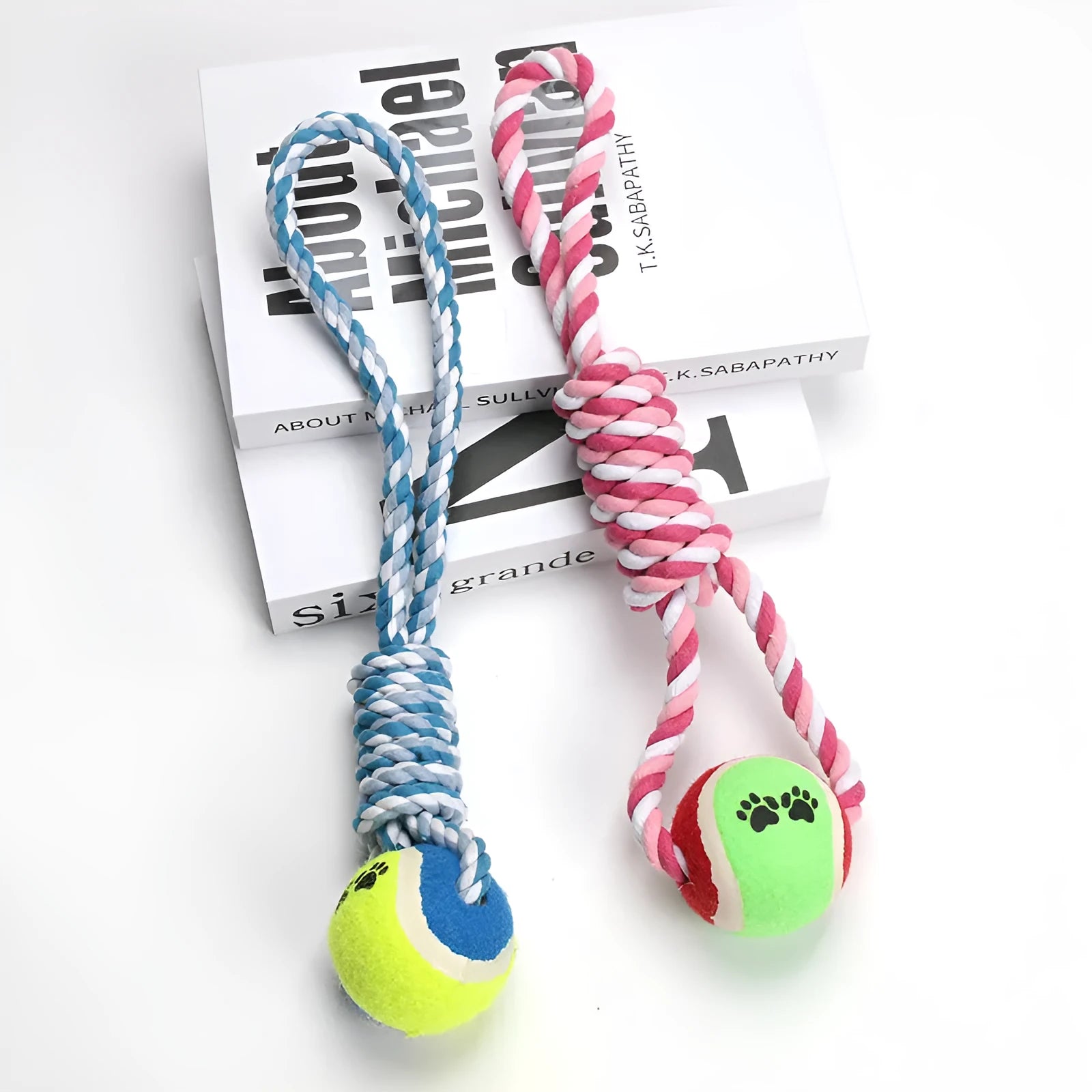 38cm red white and blue cotton string dog toy for medium and large breeds