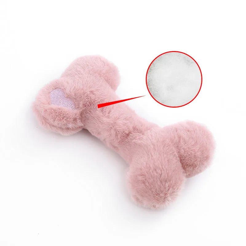 Love bone shaped plush dog toy with Bb sound chip in blue colour