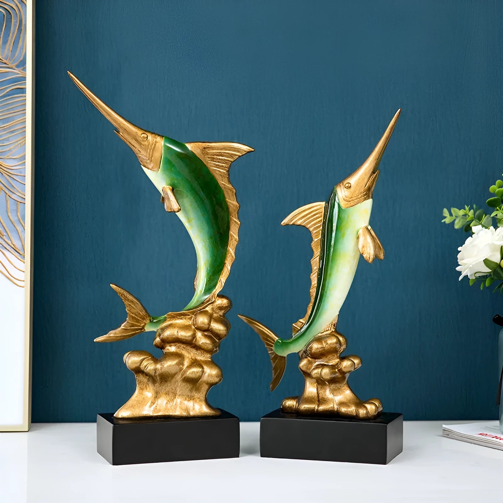European Swordfish wall decoration in resin and plastic available in four colours.