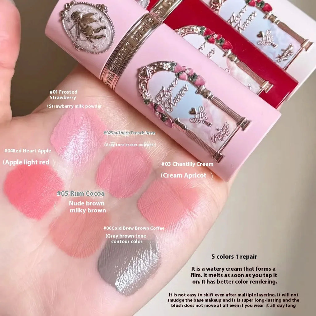 Strawberry Cupid Liquid Blush in six colour shades numbered 01 to 06