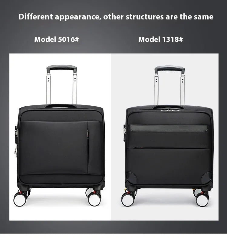 Black Oxford cloth 18-inch business travel luggage with universal wheels