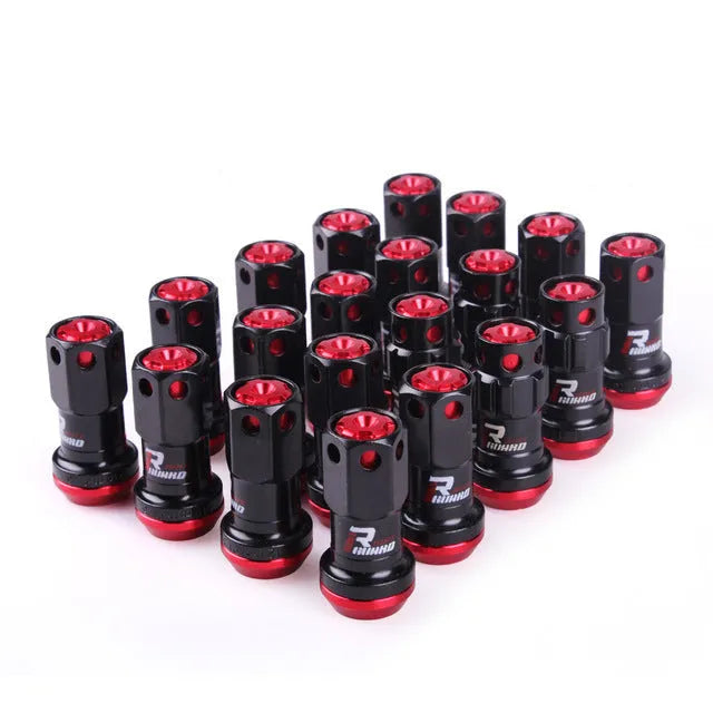 Aluminium alloy universal flat head wheel nut in various colours including black red and colour gold