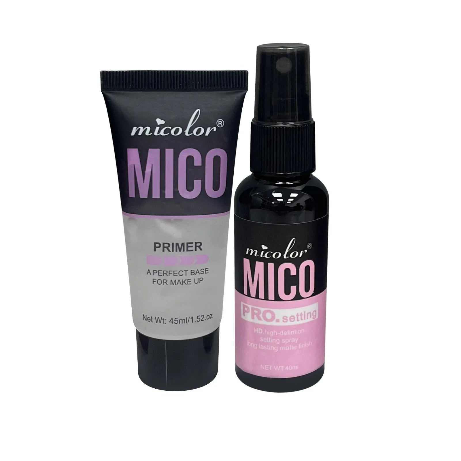 Two-in-one makeup primer and final sealer spray set with 45ml and 40ml bottles
