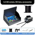 Underwater fishing finder camera with 4.3-inch screen, LED lights, and long cable for boat or ice fishing.