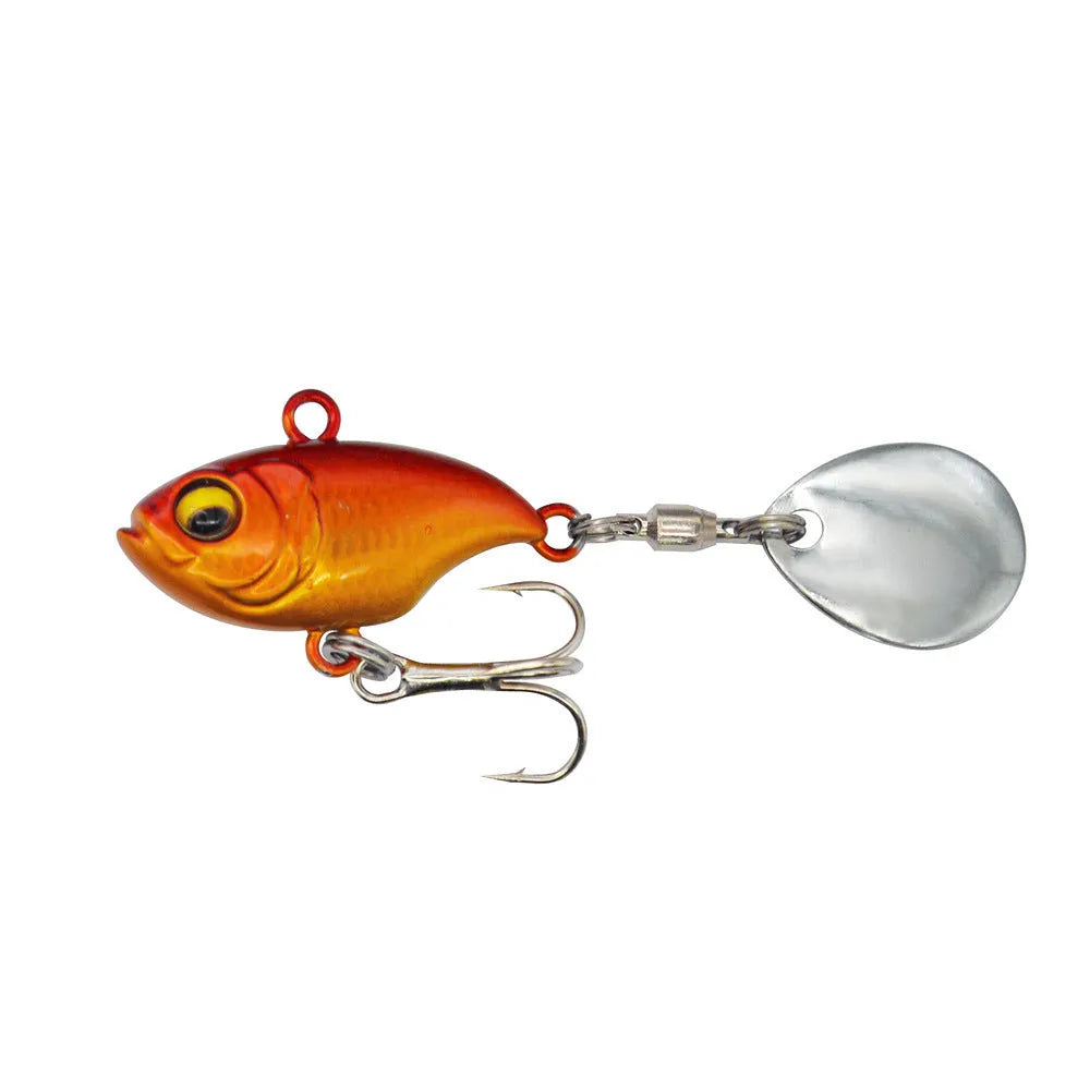 Metal sea fishing iron plate lure with rotating sequin in six colour variations