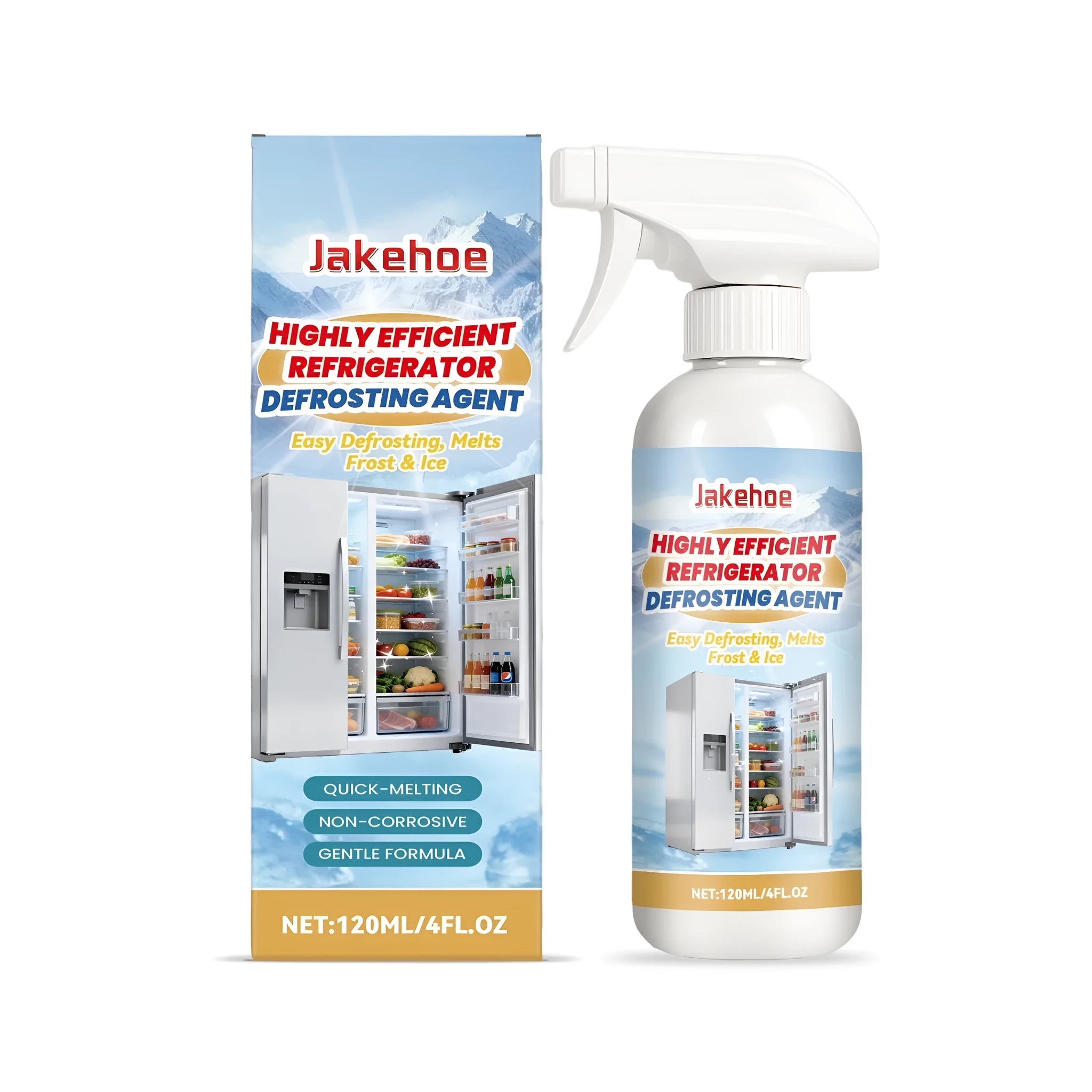 120ml bottle of refrigerator defrosting agent liquid with ingredient list