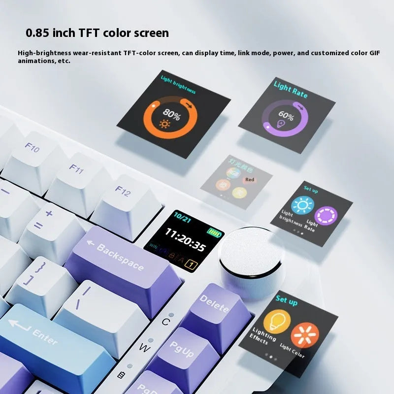 Black, grey and yellow mechanical keyboard with 75% compact layout and RGB backlighting