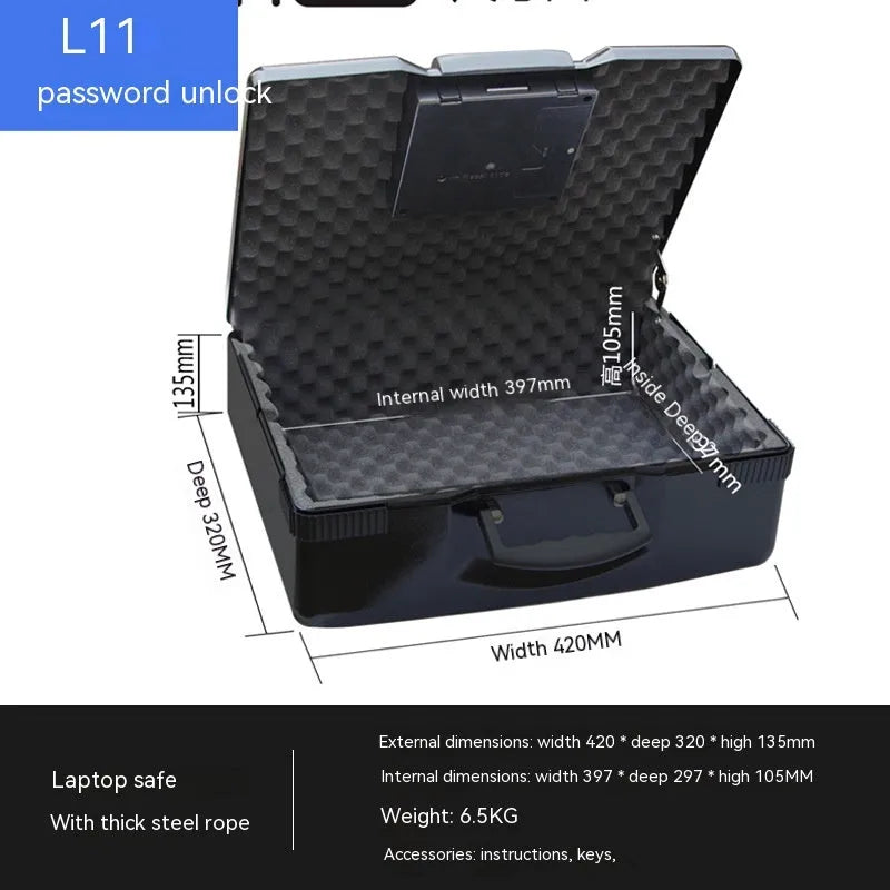 Small portable zinc alloy safe box with 3-digit combination dial and key