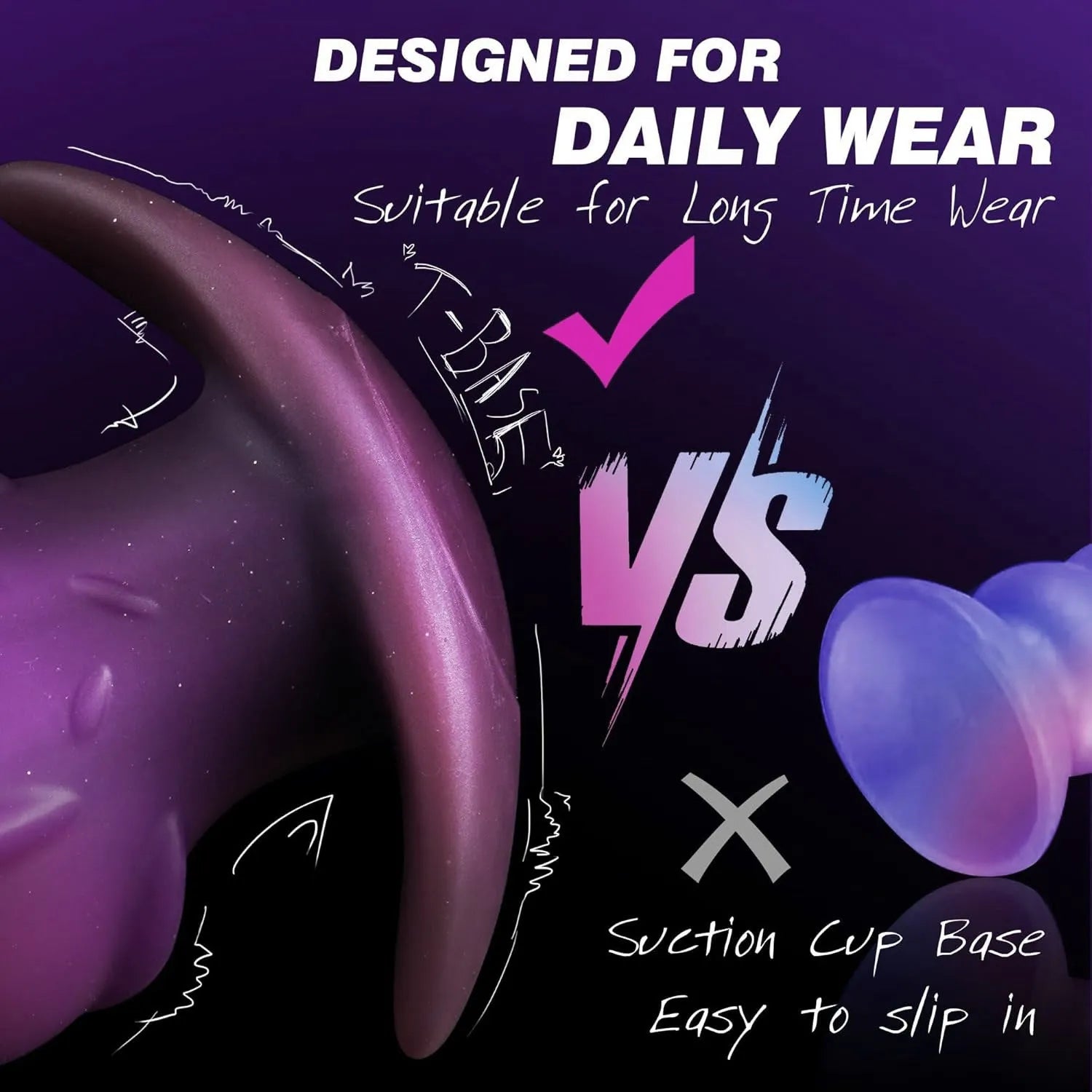 Unisex liquid silicone wearable masturbator in black, gold or purple colour.