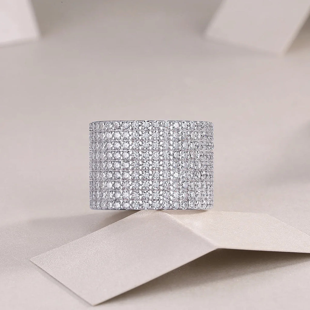Moissanite wedding ring set with S925 silver and platinum plating, stone under 0.1 carat, gift box