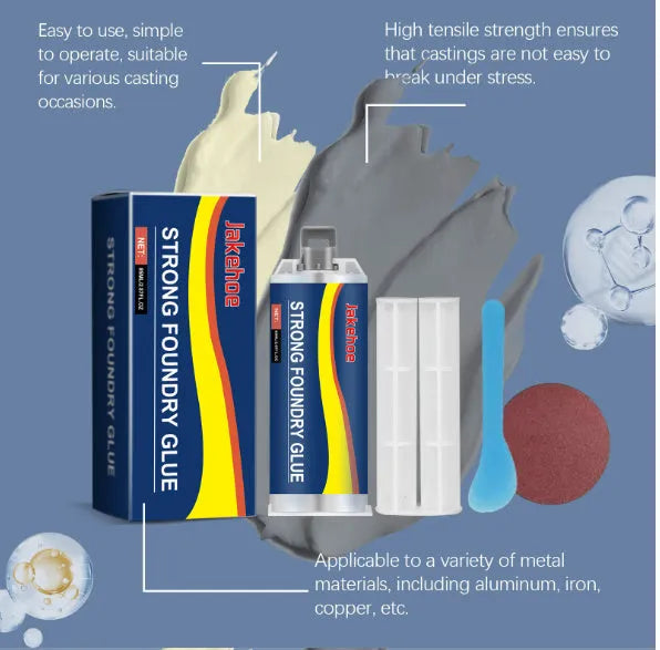 Metal casting waterproof epoxy adhesive kit with 85ml glue, push rod, scraper and sandpaper for stainless steel copper aluminum repairs