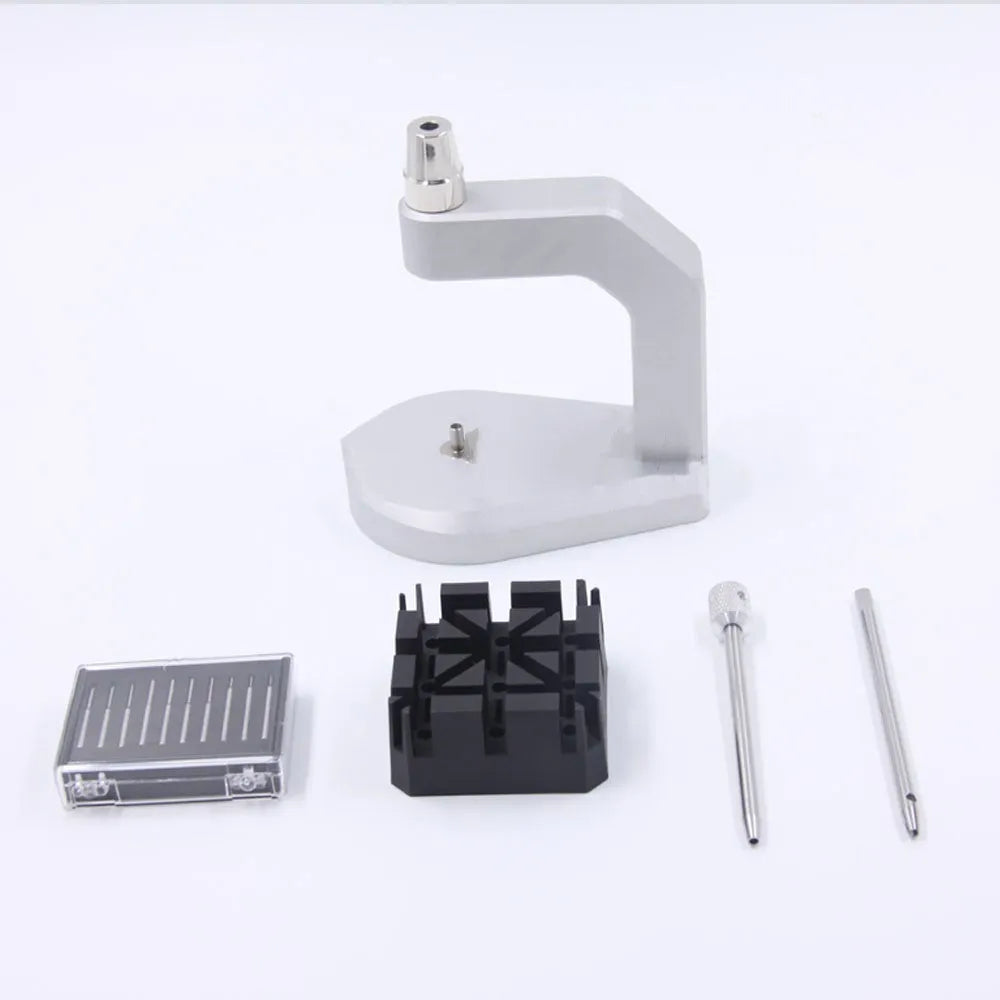 Silver tool steel press strap removal tool with blades for 0.50mm to 1.60mm spring bars.