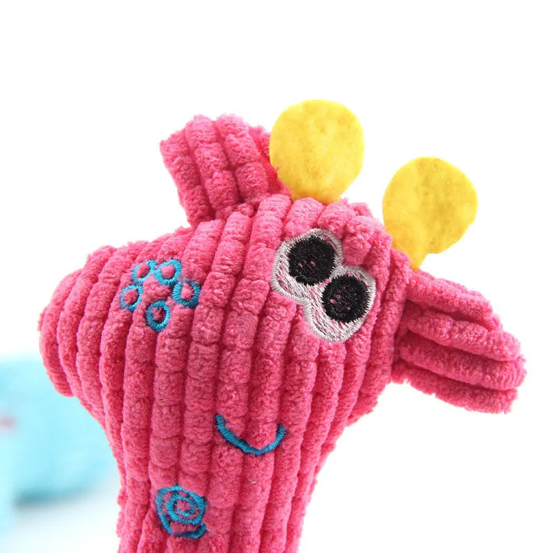 Blue deer-shaped plush pet toy with corn grain texture, suitable for dogs and cats