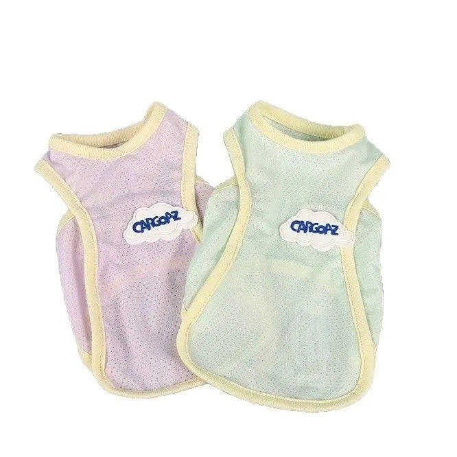 Lightweight polyester cat vest in sports style, available in grass green and taro purple colours