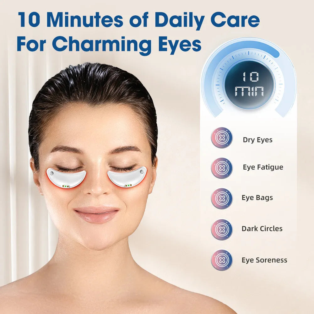 White wireless red light and EMS facial and eye massager beauty device
