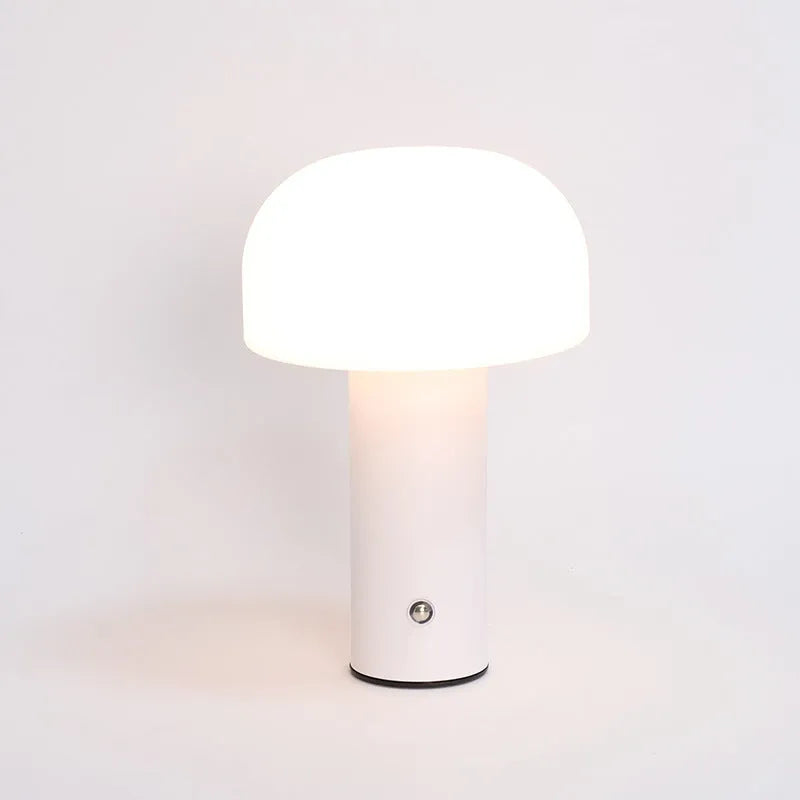 USB dual-power table lamp showing three-colour lighting effects in choice of four colour styles