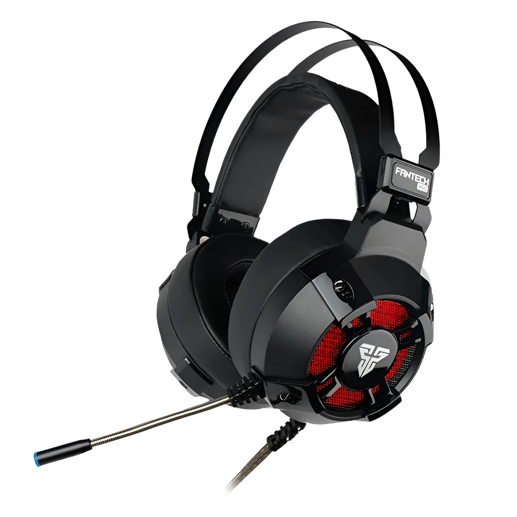 Black FANTECH HG11 gaming headset with RGB lights on the ear cups.