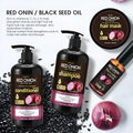 Red onion shampoo conditioner four-piece set with shampoo, conditioner, hair mask and essential oil bottles
