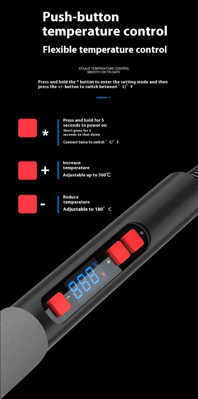 Gray 90W electric soldering iron kit with five tips, sponge, solder wire, and pen holder for electronics repair
