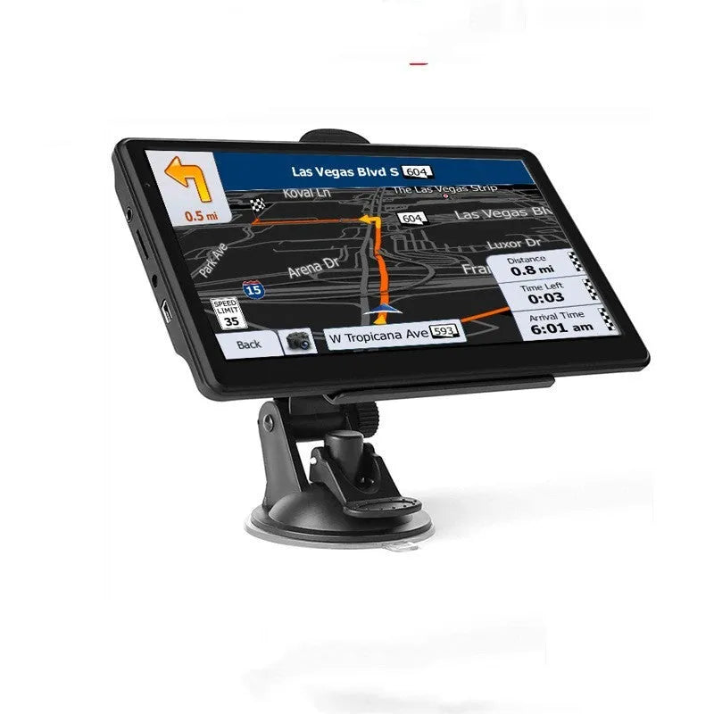 7 inch portable car GPS navigation device with touch screen display and vehicle mounting bracket
