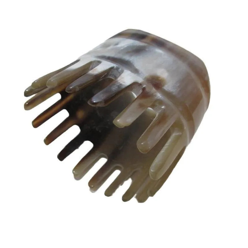 White buffalo horn head massage comb with multiple tooth configuration options for meridian scalp stimulation