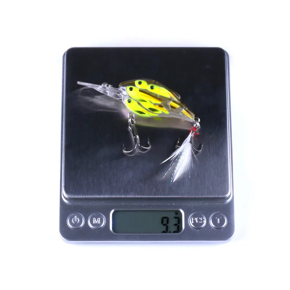 Floating hard bait fishing lure in 7.5cm 9g with feather hook, ABS plastic body, style 1 colour