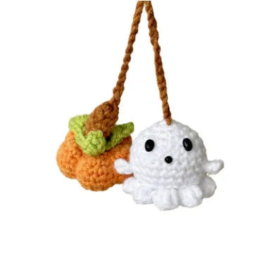 Plush hand-woven car hanging ornament in a cartoon design made from polyester