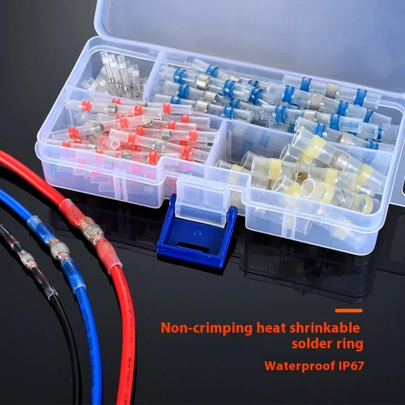 Heat shrink solder ring terminal in seven colours for waterproof electrical connections