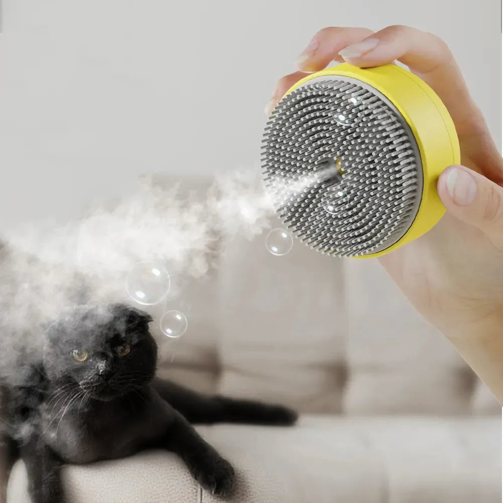 Cat Spray Comb electric massage pet spray comb in green colour with 30ml water tank and silicone bristles