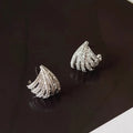 Geometric line design women's earrings with zircon material and platinum electroplating finish