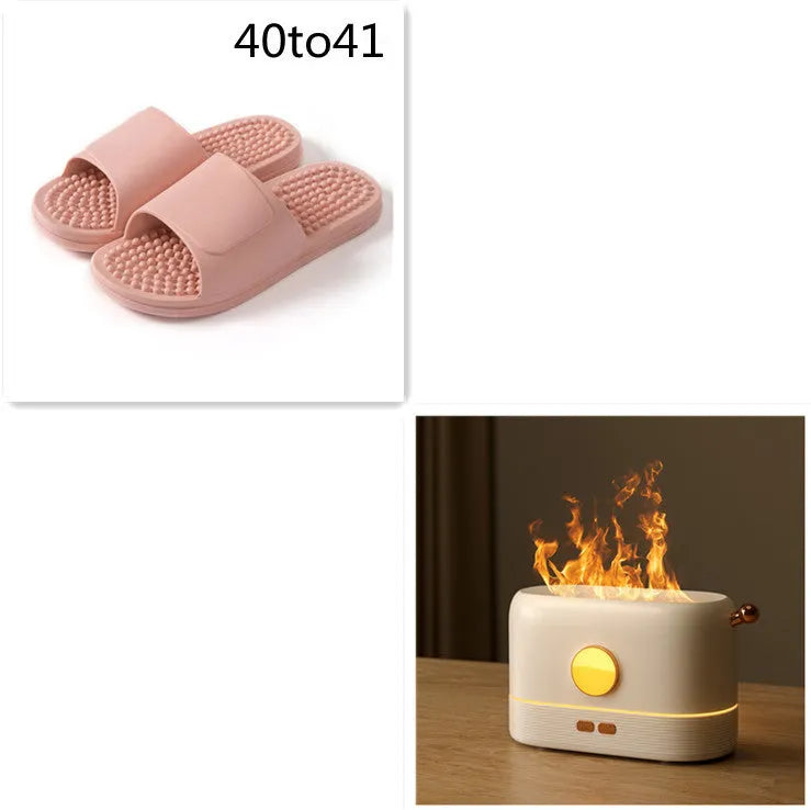 Black USB desktop humidifier with simulation flame light effect and water vapour mist.