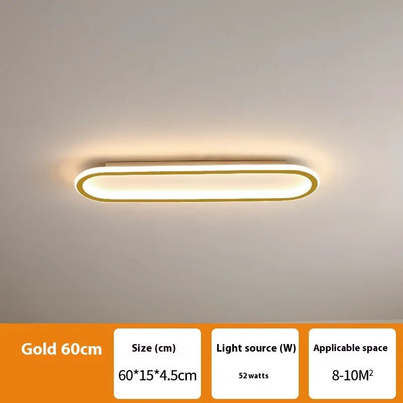 Minimalist black strip ceiling lamp with a linear PVC shade mounted on a white ceiling